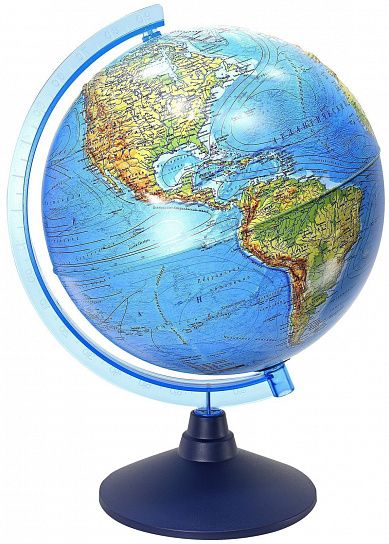 Интерактивный глобус Земли физико-политический рельефный 250 мм. с подсветкой от батареек