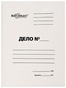 Папка-обложка без скоросшивателя INFORMAT ДЕЛО А4, мелованный картон 280 г/м2, белая
