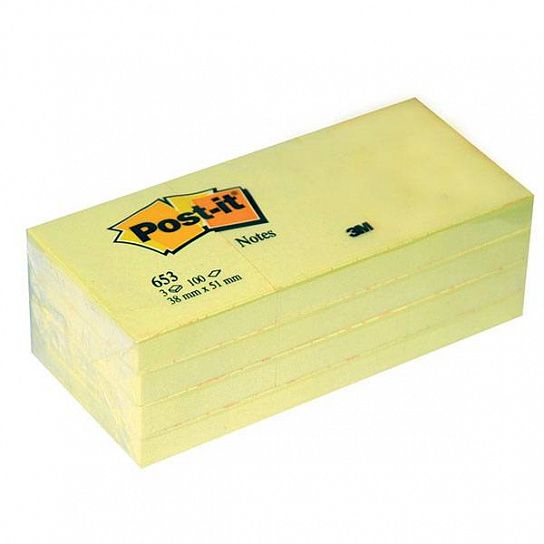 Блок самоклеящийся POST-IT 38х51 мм 3 штх100 листов  желтый неон