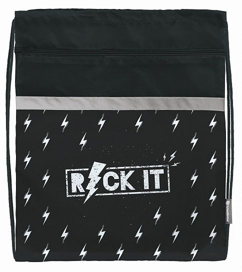 Мешок для обуви Schoolformat ROCK IT 42х34 см, с карманом, универсальный