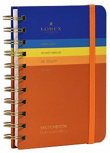 Скетчбук LOREX CURLY серия GRADIENT TOUCH А6, 60 листов 120 г/м2 бежевая бумага, твердая обложка, soft touch и фольга