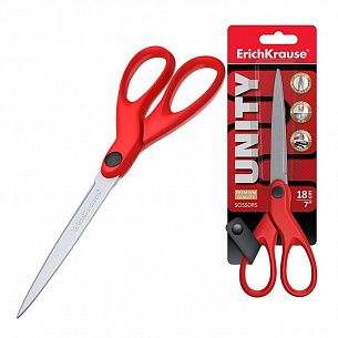 Ножницы ErichKrause® Unity 180 мм, с пластиковыми ручками, красные