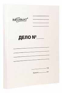 Папка-обложка без скоросшивателя INFORMAT ДЕЛО А4, мелованный картон 380 г/м2, белая