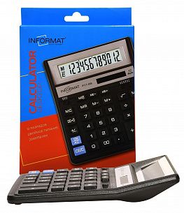 Калькулятор INFORMAT IFCT-888 12 разрядный, настольный, серебристый и черный
