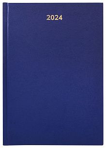Ежедневник А5 датированный 2024г. LITE 160 листов синий твердая обложка с тиснением