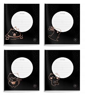 Тетрадь 24 л. линия LOREX KIDS BLACK SIDE мелованный картон, запечатка форзаца, матовая ламинация, выборочный УФ-лак, фольга