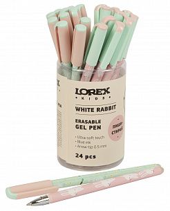 Ручка гелевая стираемая LOREX Kids WHITE RABBIT Slim Soft 0,5 мм синий 1 шт ultra-soft touch