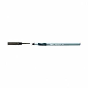 Ручка шариковая Bic ROUND STIC EXACT черная 0,7 мм, серый круглый корпус, матовое покрытие, грип, игольчатый наконечник