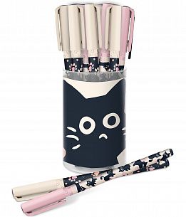 Ручка шариковая на масляной основе LOREX KIDS CAT STEPS Slim Soft Grip синий 0,5 мм ассорти круглый корпус ultra-soft touch грип игольчатый наконечник